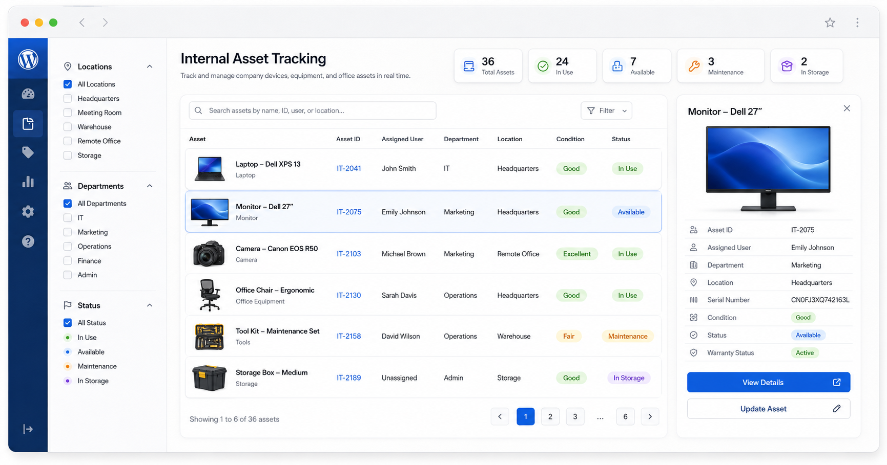 WordPress Asset Tracking Plugin - No WooCommerce