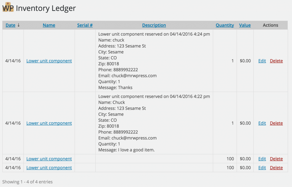 AddOn Ledger WP Inventory Manager